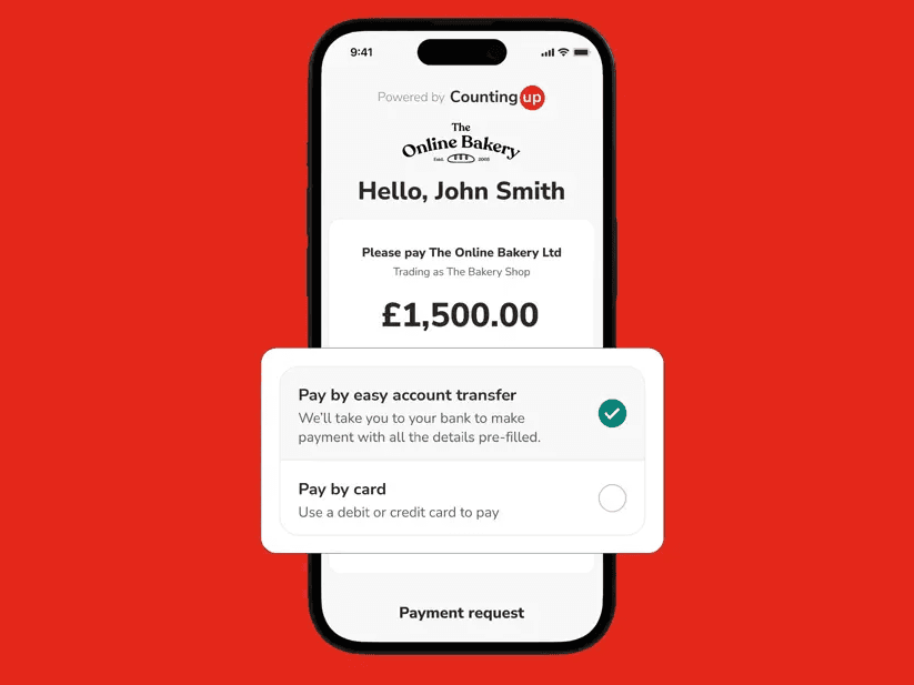 Countingup app showing payment options