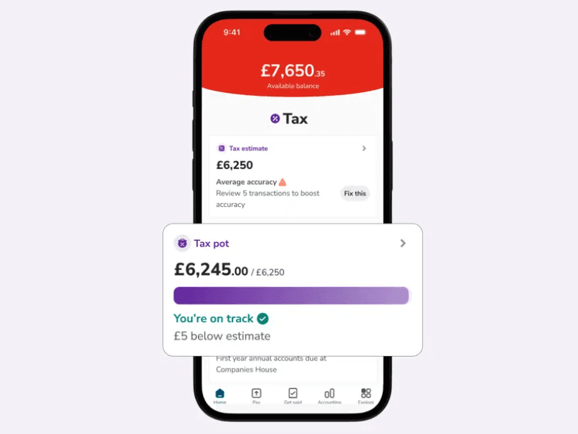 Countingup app showing tax features