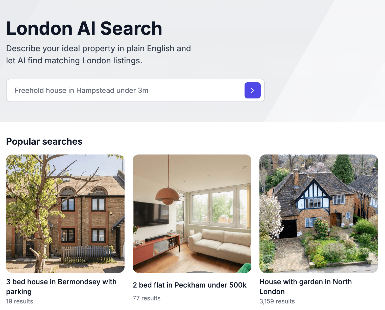 AI search on Property Track returning listings for a natural language query